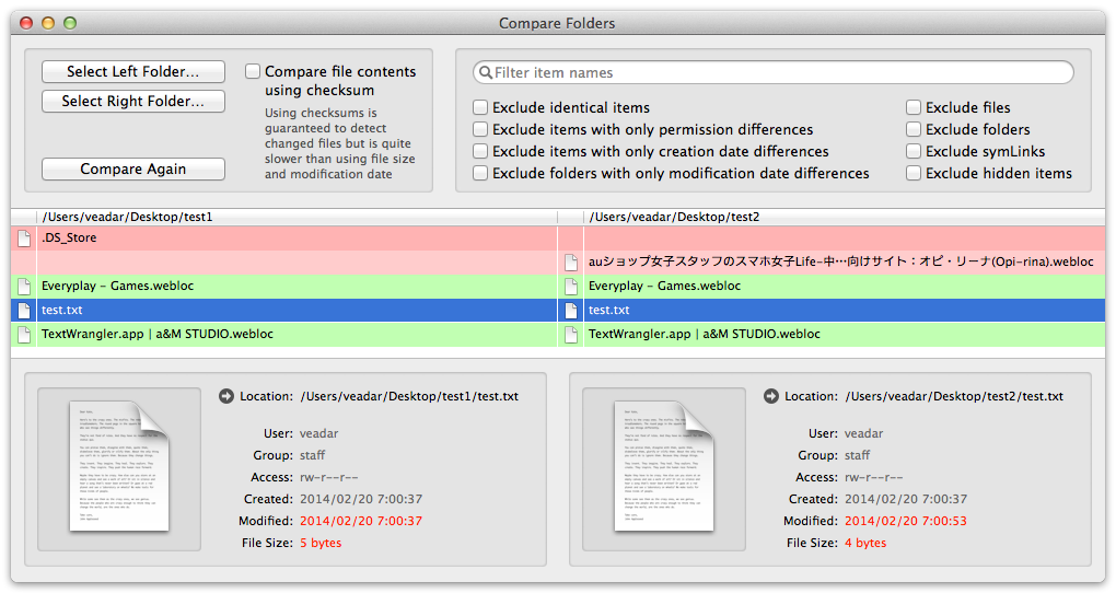 compare folders mac