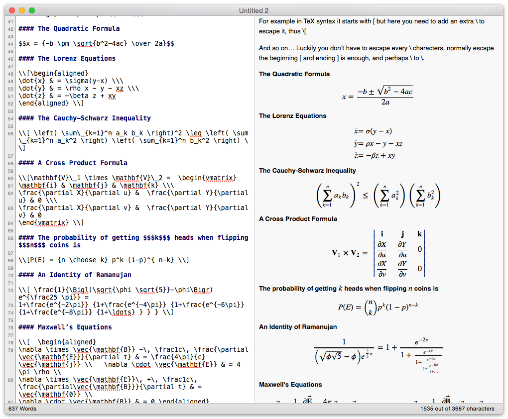 複雑な数式も表示できるmarkdownエディタ Mdedit Macの手書き説明書